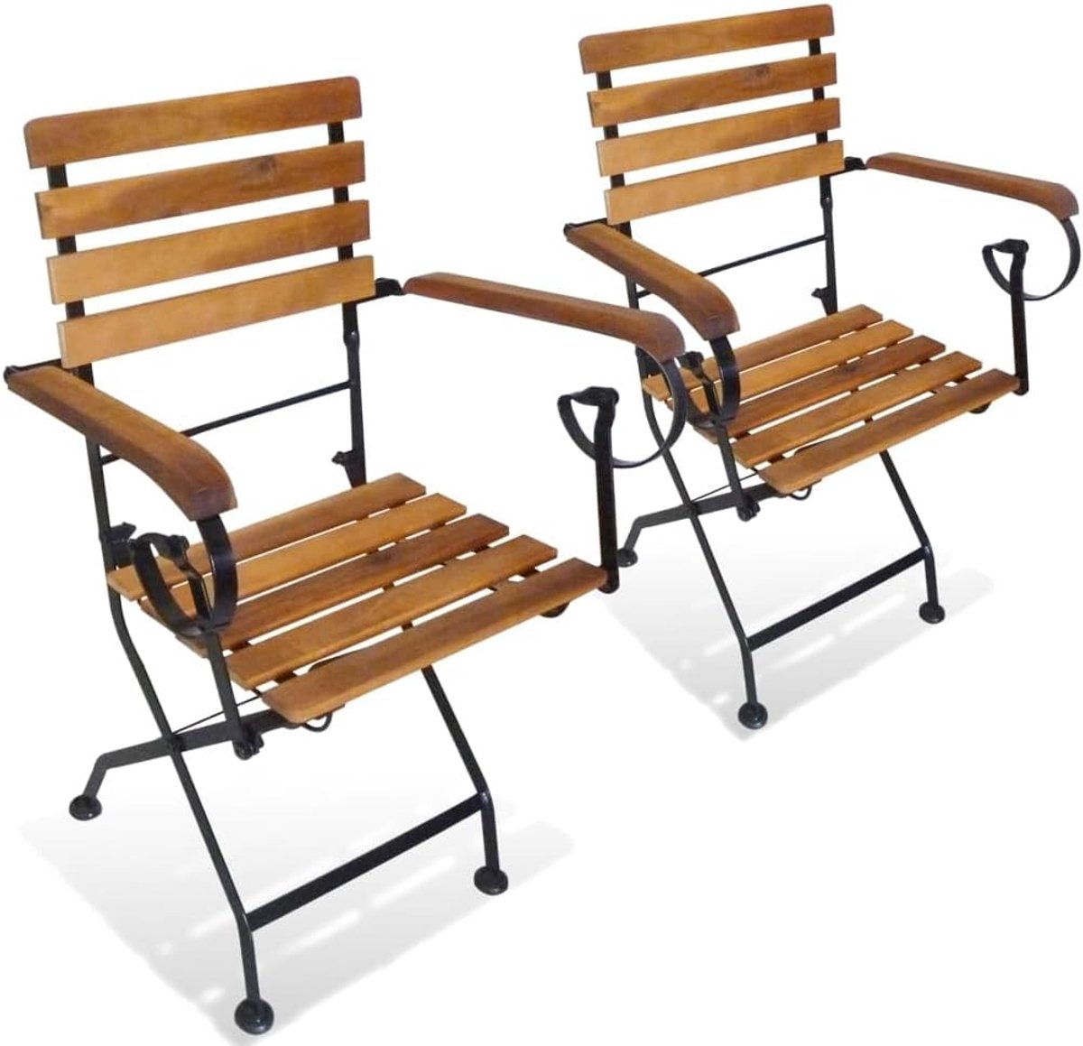 Tuinstoelen Opvouwbaar - Bistrostoelen Set - Buiten Zitten - Robuust Staal Acacia - 2 Stuks - Bruin