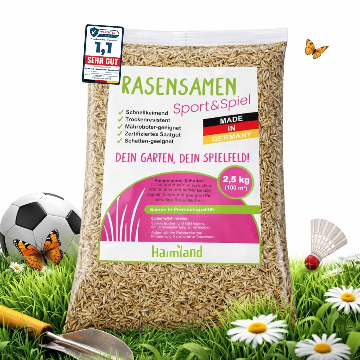 Dailygoods- Graszaad snelkiemend 2,5 kg - herstelgazon - speelgazon - droogtebestendig - robuust - onderhoudsvriendelijk - Gazonzaad