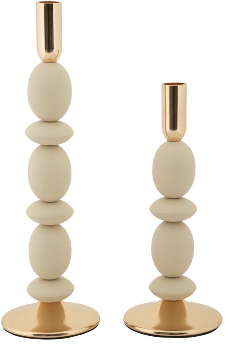 Mauro Ferretti Kandelaar Shuttle Cream Set 2 Pcs Ø 10×25 cm Crème