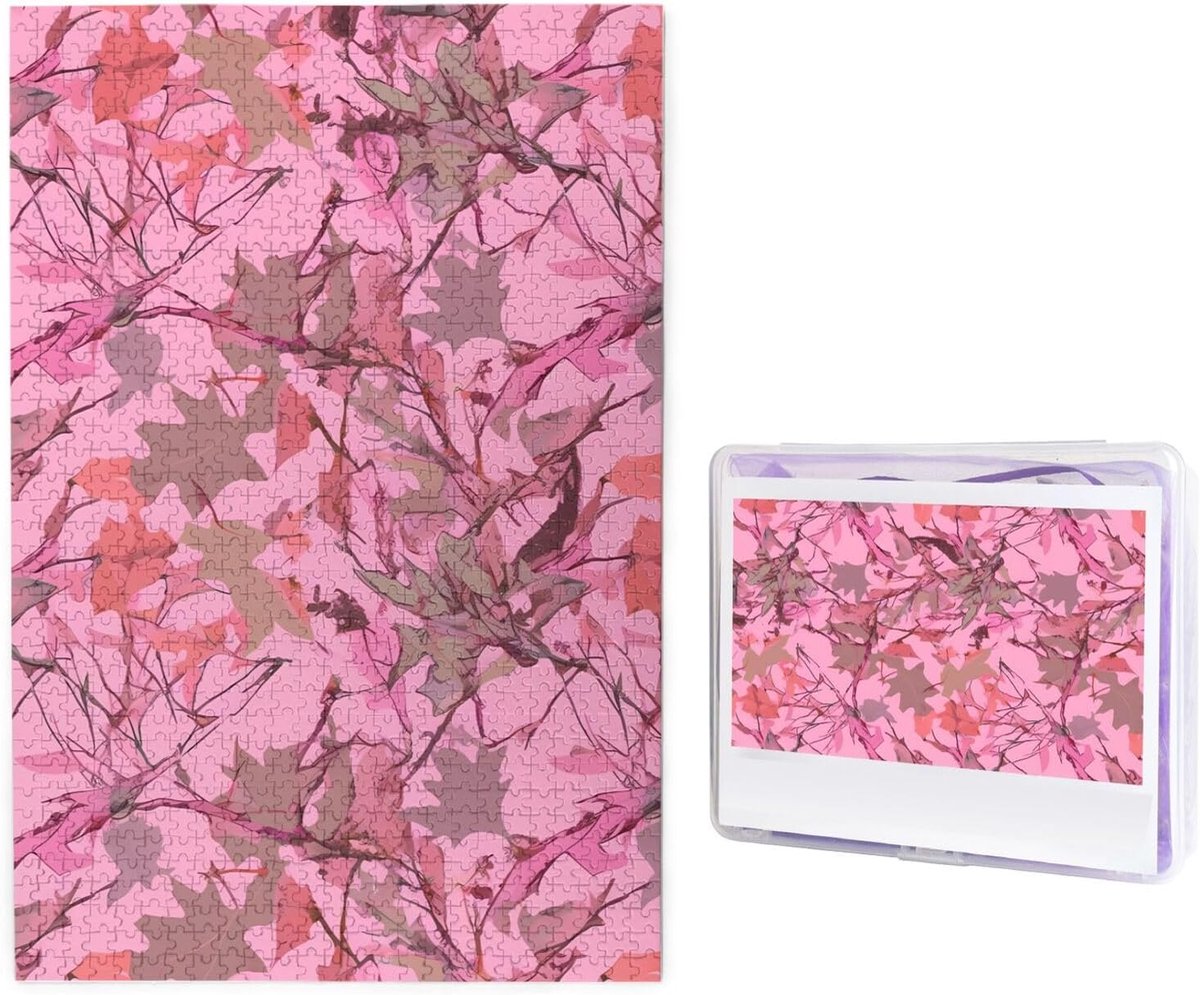 Legpuzzel Volwassenen - Houten Puzzel - Ontspannende Hobby - Inclusief Poster - 1000 Stukjes - Roze Bladeren