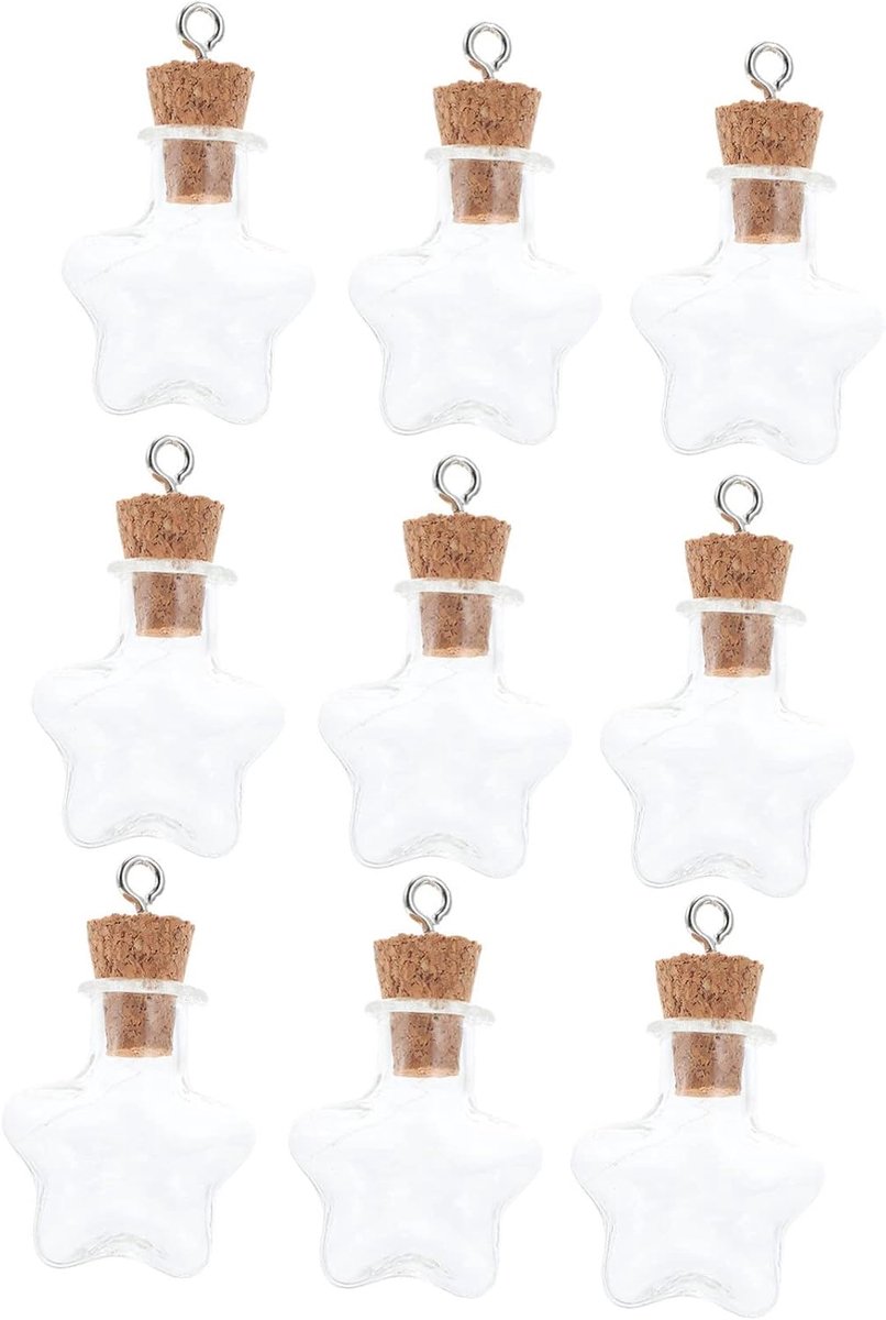 Mini Glazen Flesjes - Wenspotjes Decoratief - Kleine Spullen Opbergen - Met Kurken Sluitin