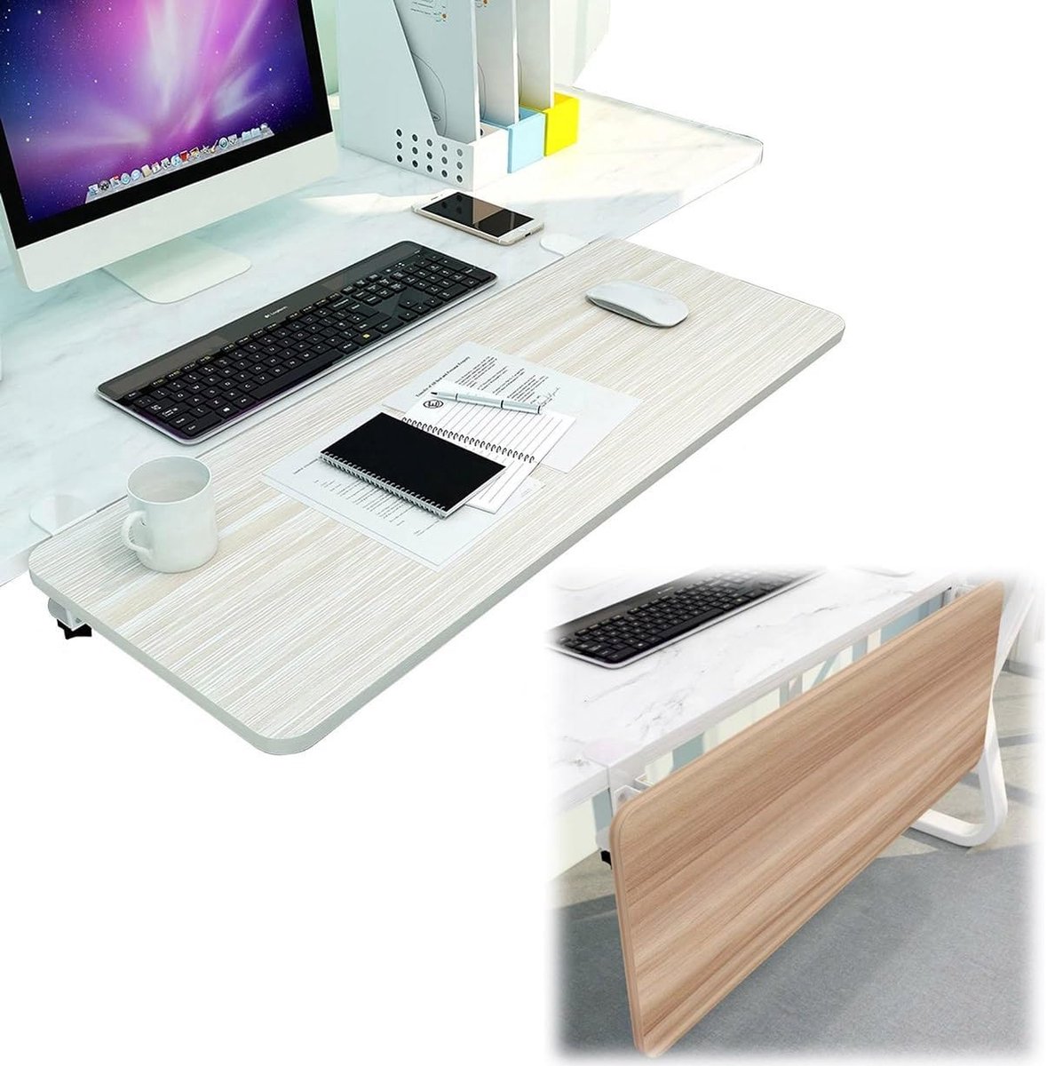 Bureau Armsteun - Toetsenbord Plank - Ergonomisch Werken - Opvouwbaar Ontwerp - 55x25cm - Wit