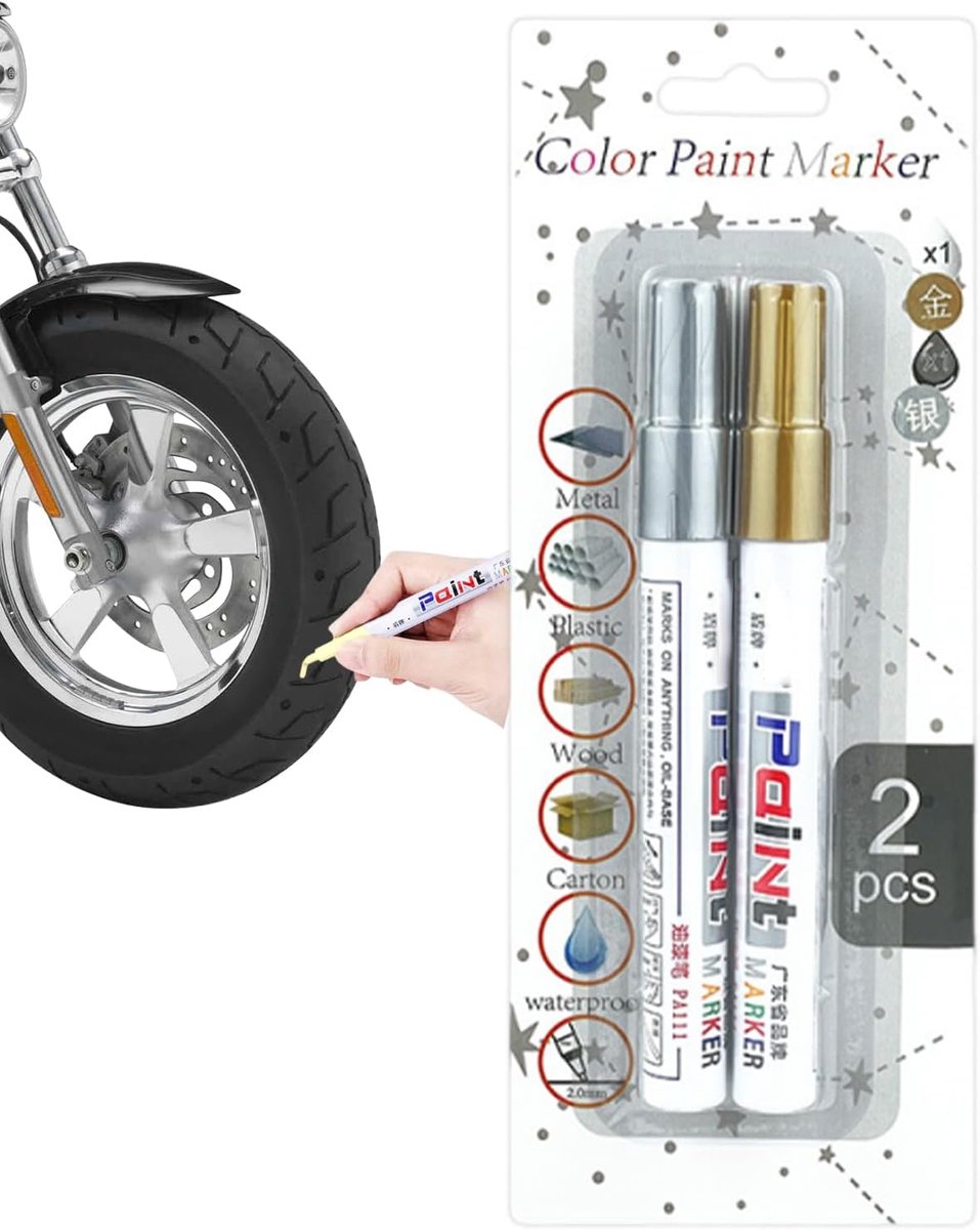 Velgen Verf Pen - Wiel Coating - Band Personaliseren - Waterdichte Formule - 1 Stuk - Wit