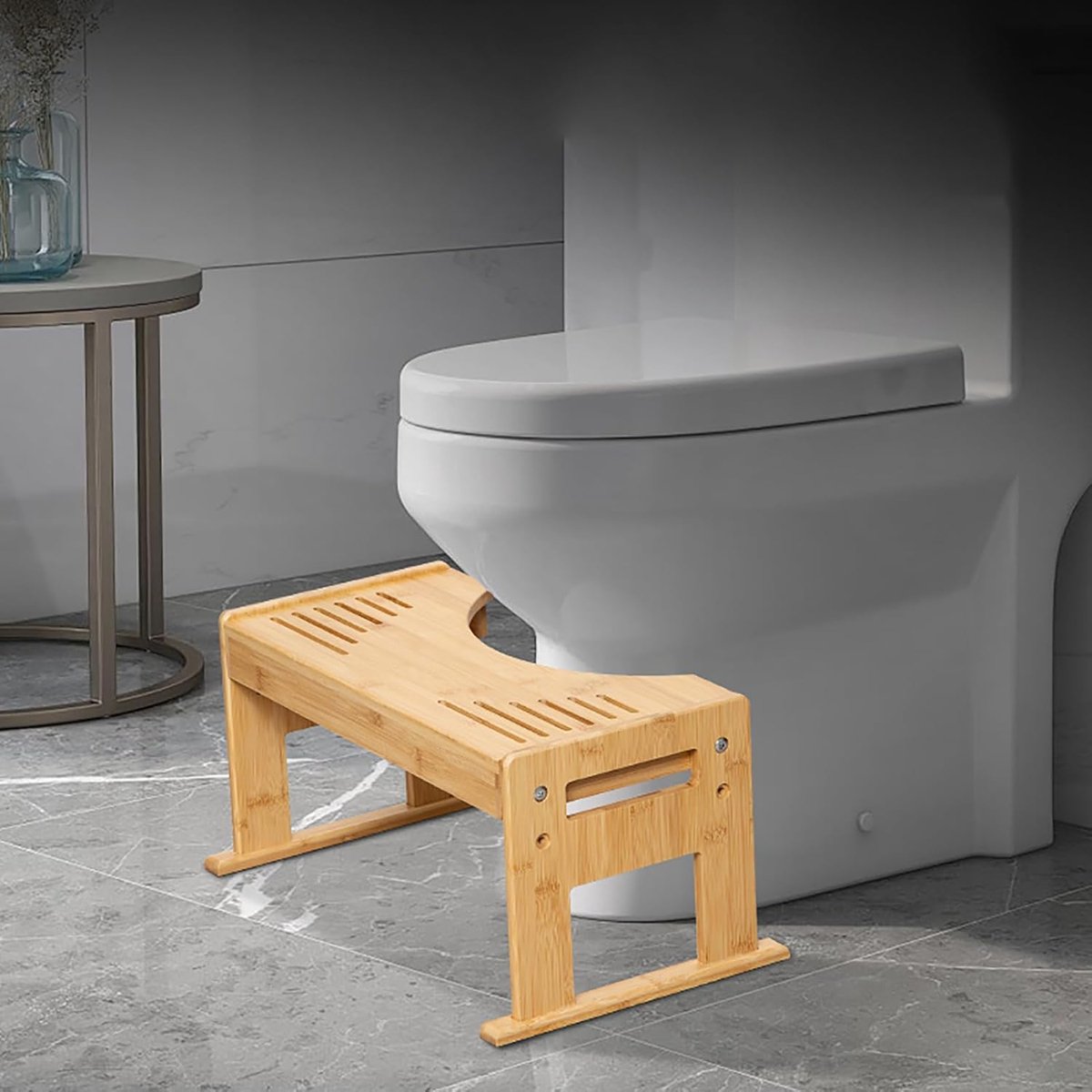Toiletkruk Bamboe - Badkamer Krukje - Verbeterde Stoelgang - Antislip Bodem - 46 x 23 x 23 cm - Natuurlijk