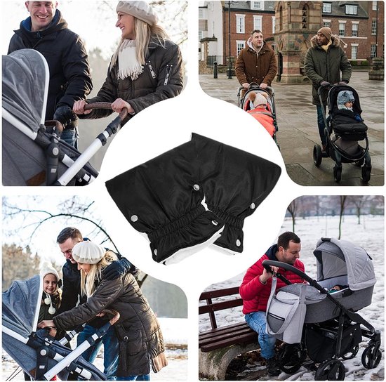 Kinderwagen Handwarmers - Wandelwagen Muts - Buitenwandelingen Beschermen - Antislip Textuur - 22 x 22 cm - Zwart — afbeelding 5