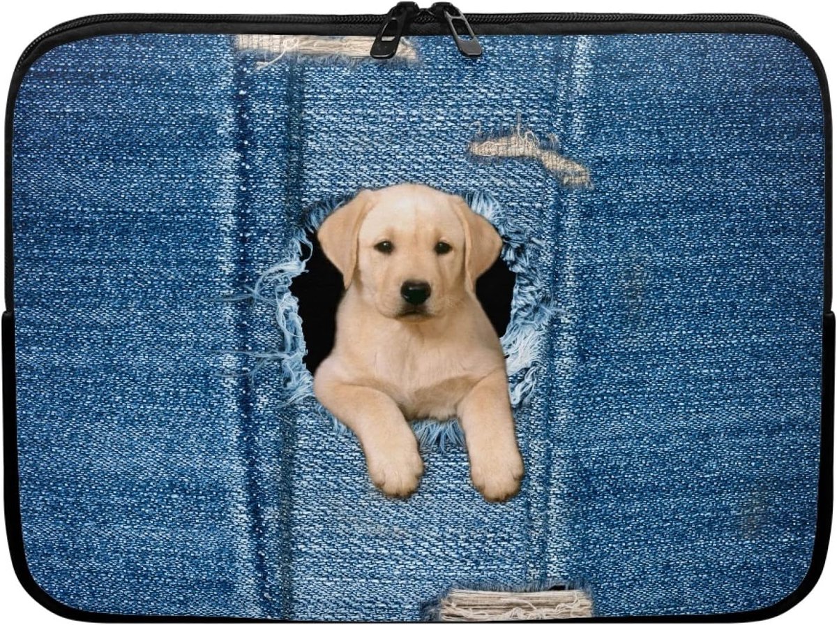 Laptop Sleeve - Laptoptas Beschermhoes - Laptop Beschermen - Waterdicht Neopreen - 10 Inch - Bruine Hond