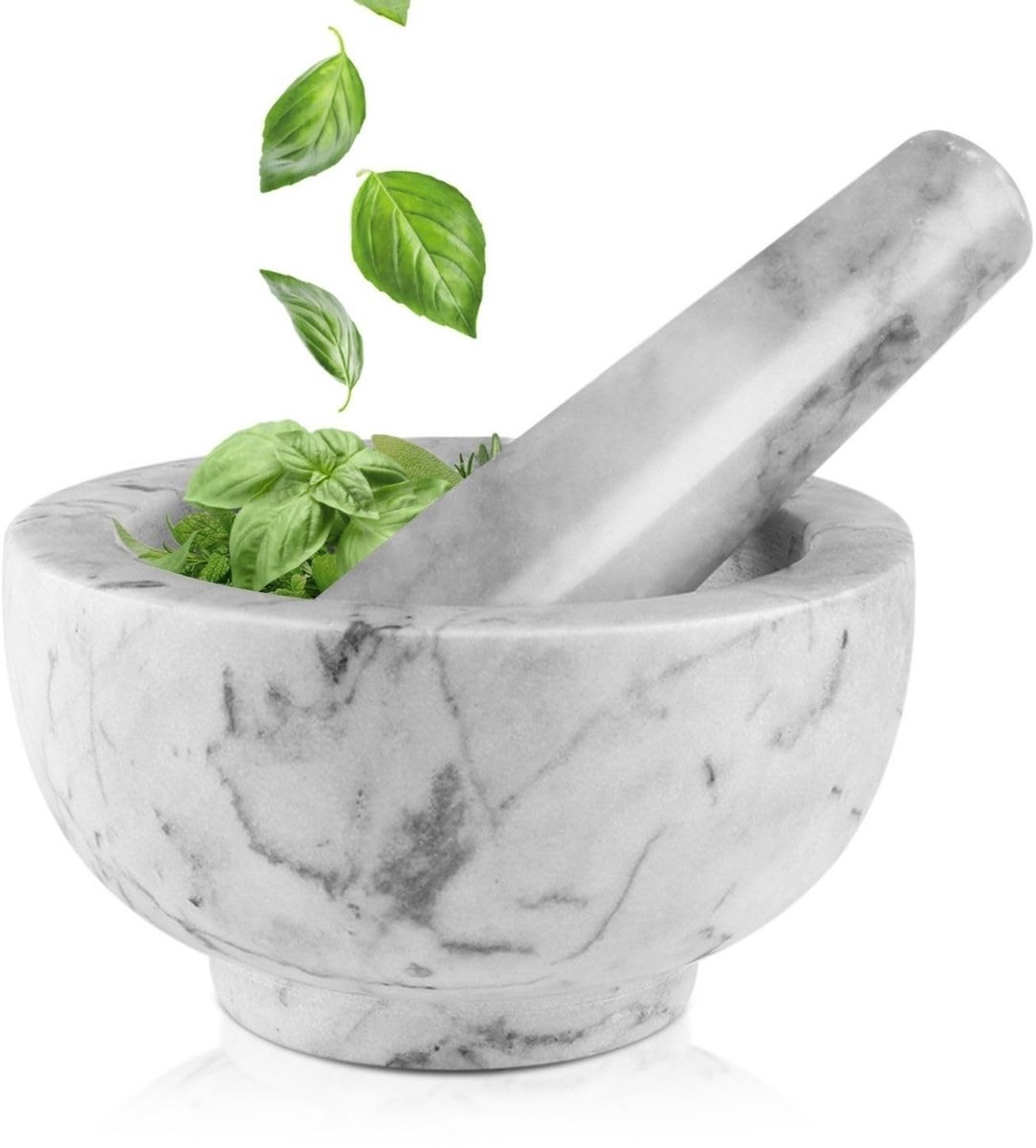 Dailygoods- Mortier met Stamper - Massief Marmeren Vijzel - Keukengadget voor Specerijen - Aromatische Sauzen - Koken en Medicijnen - Essentieel Keukenaccessoire