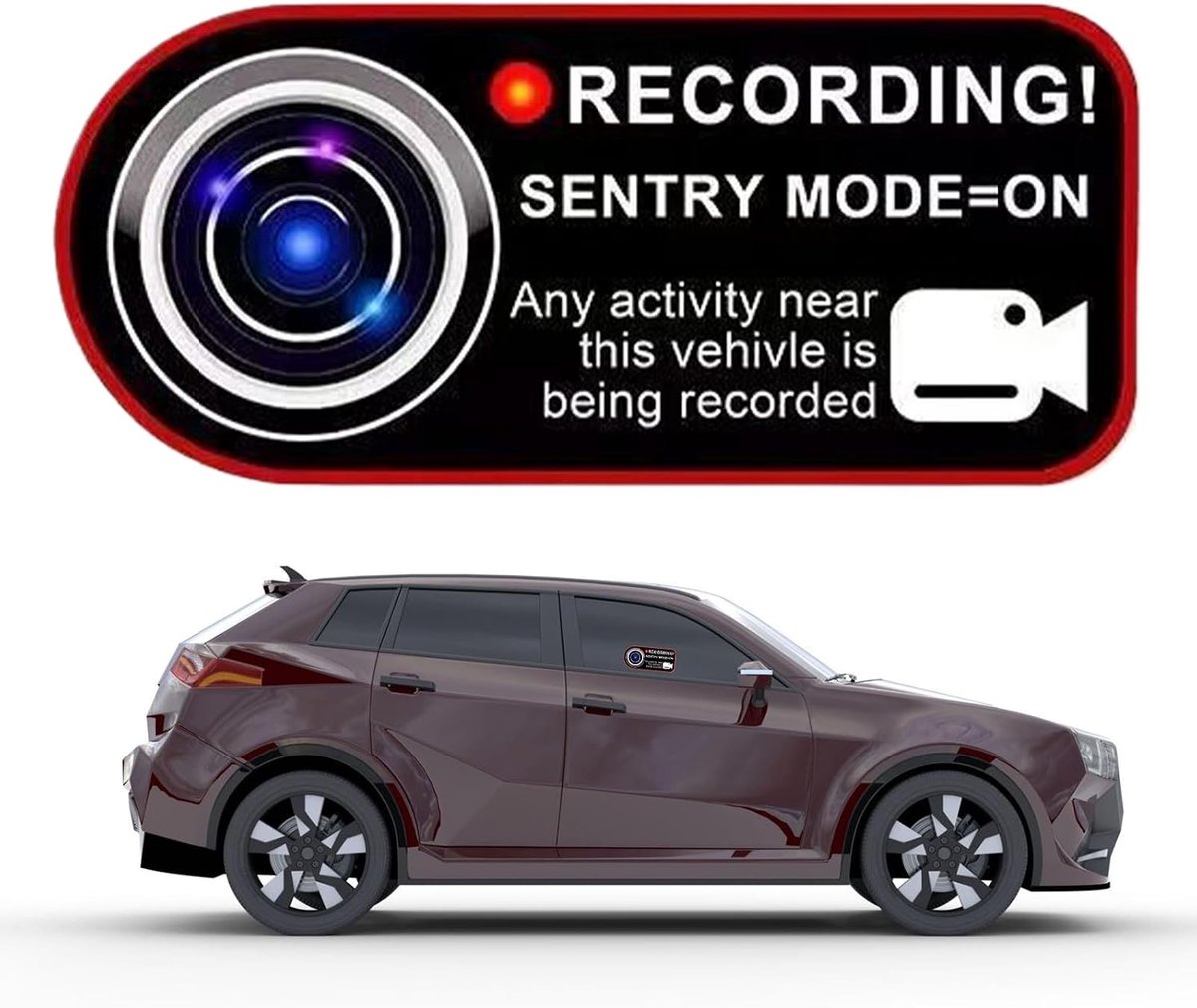 Auto Camera Opname Sticker - Dashboard Camera Paneel - Voertuig Veiligheid - Duurzaam PVC Materiaal - 12 x 4.5 cm