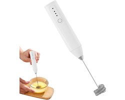 Melkopschuimer Elektrisch - Handopschuimer Mixer - Koffie Maken - Drie Snelheden - 22cm Lengte - Wit