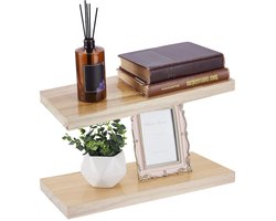 Dailygoods- Zwevende Planken Set van 2 - Wandplank Hout - Wandplank Keuken - Wandplank Badkamer - Wandplank Woondecoratie - Ruimtebesparend 40 x 17 x 2,5 cm