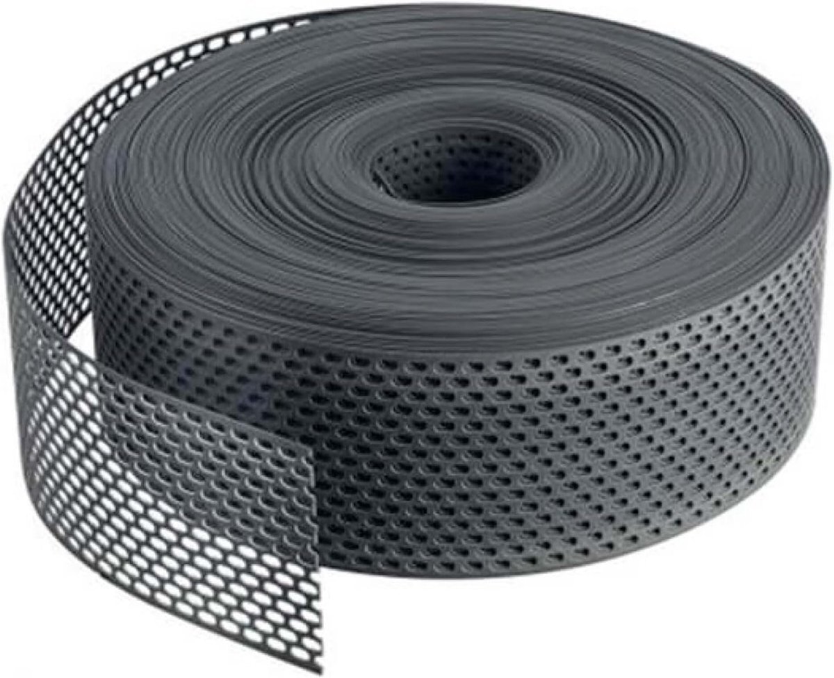 Dakrandrooster PVC - Ventilatiestrook gevel - Façade ventilatie - Insectenwering - 60 meter x 80mm - Zwart