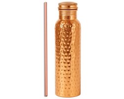 Koperen Waterfles Gehamerd - Ayurvedische Drinkfles - 1000 ML