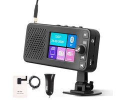 Digitale Radio Adapter - DAB DAB+ - Muziek Streamen Auto - 2.4 Inch Kleurenscherm - 84x58x15 mm - Zwart