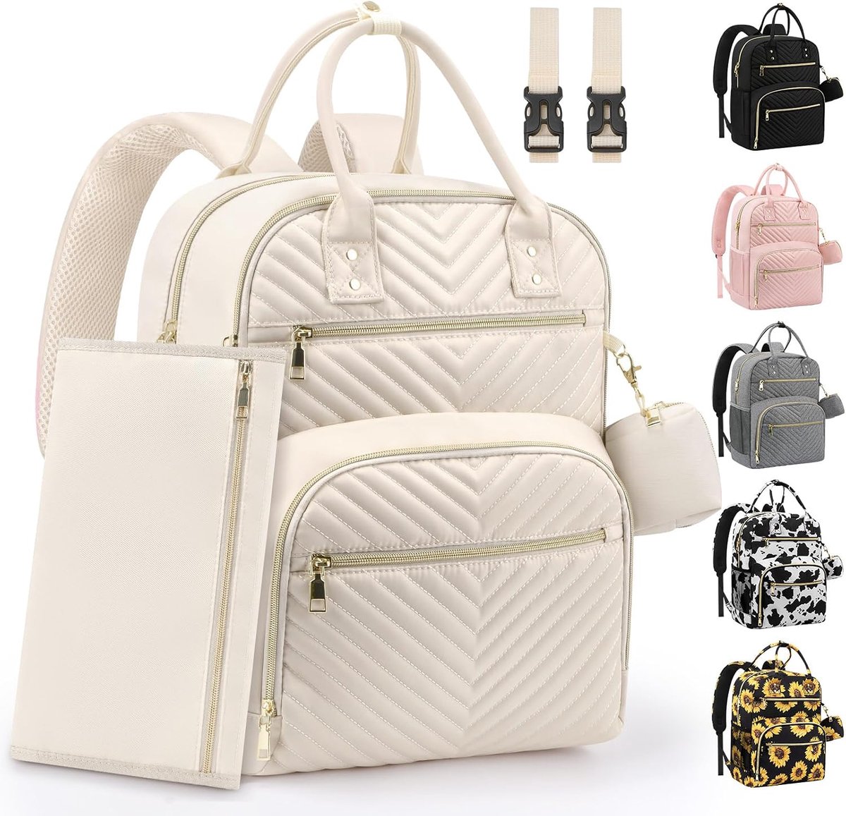 Luiertas Rugzak - Baby Essentials Tas - Baby Benodigdheden - Veelzijdige Organisatie - 40 cm Hoog - Grijs