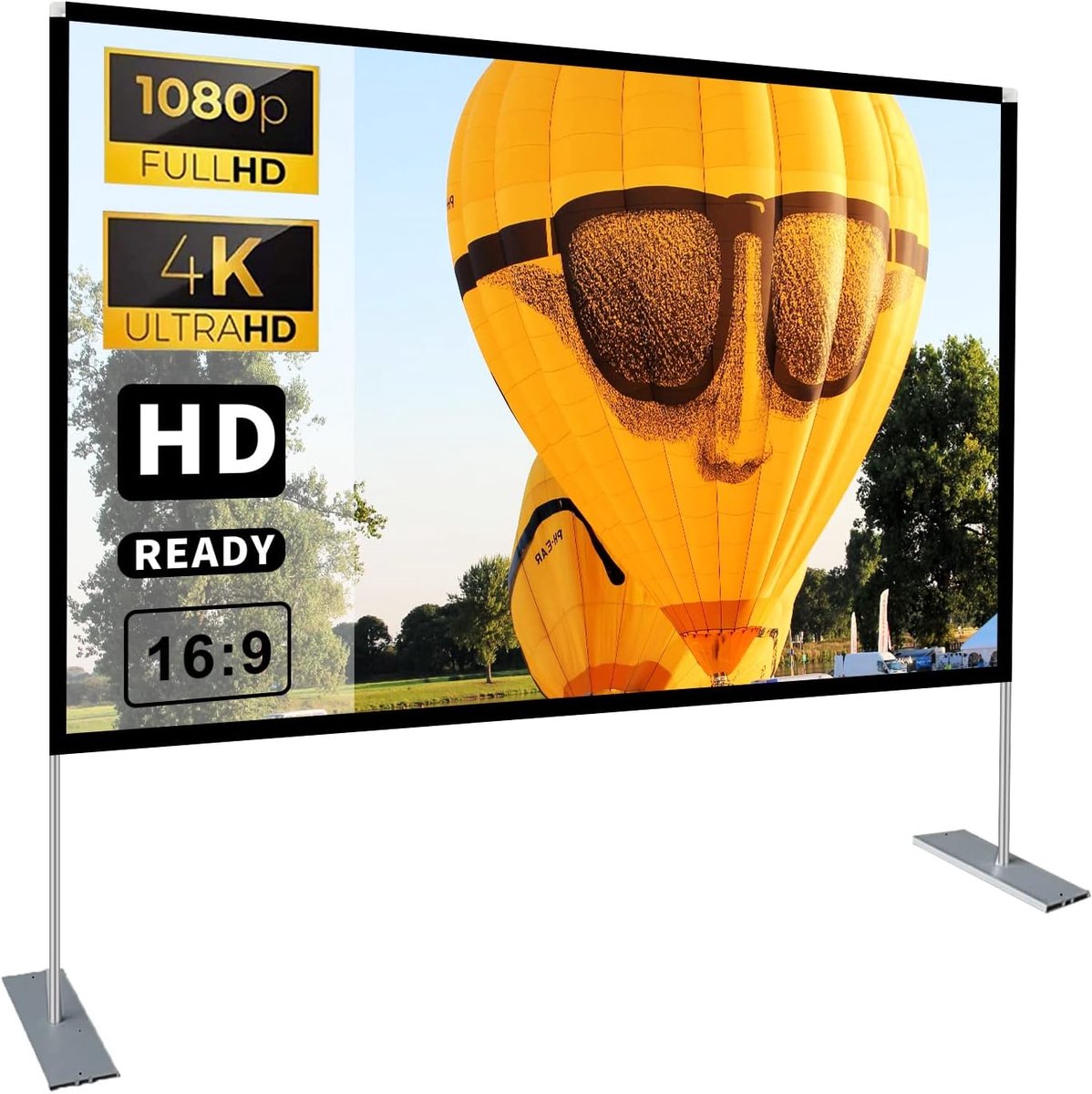 Projectiescherm met standaard - Filmscherm buiten - Thuisbioscoop creëren - Snel opvouwbaar - 100 inch 16:9 - Wit