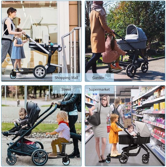Meerijdplankje Met Zitje - Buggy Board - Kinderplank Staand Plankje - Kinderen Staan ​​Op Pedalen - Hulppedaal voor kinderwagen — afbeelding 4