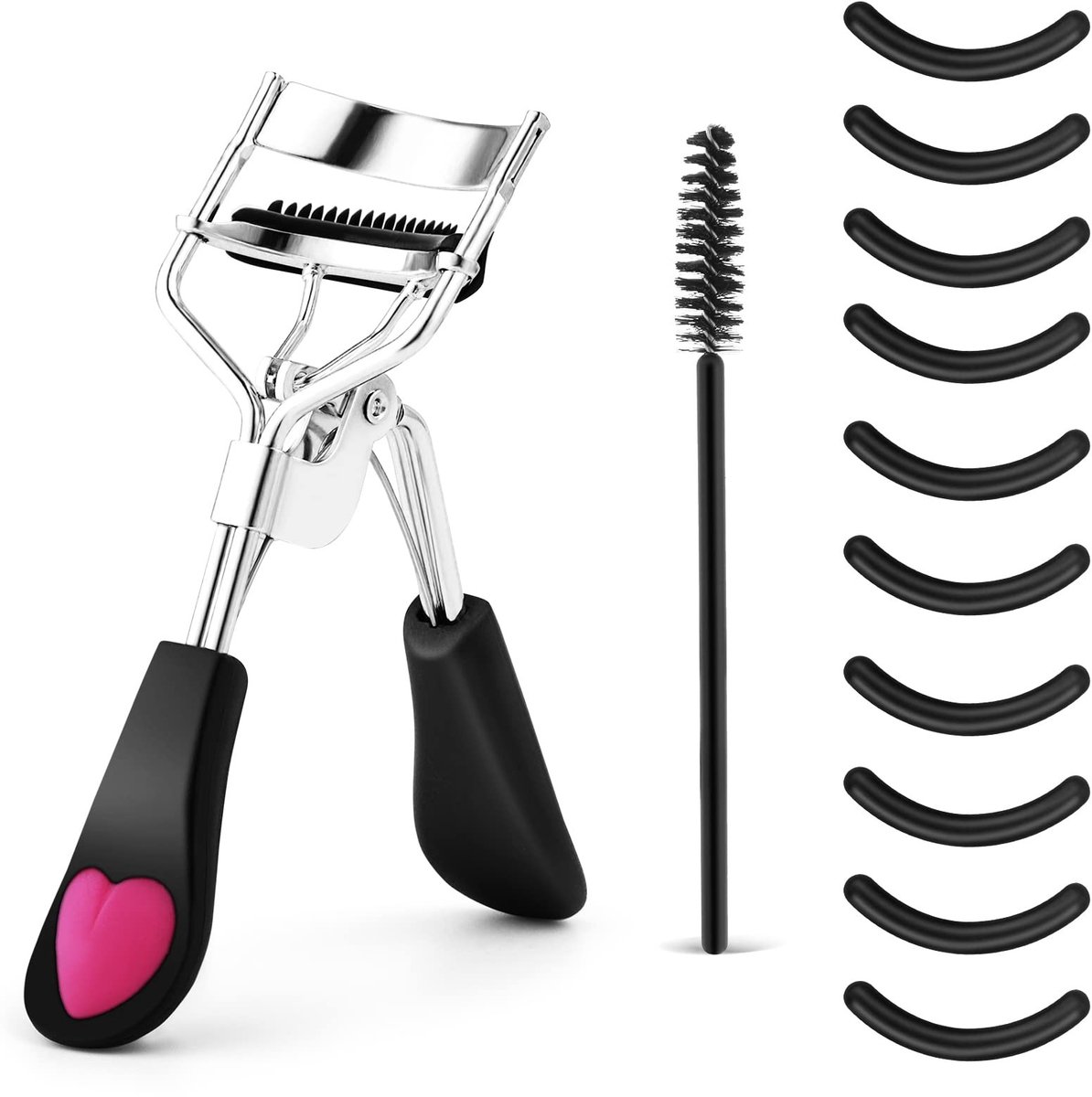 Dailygoods - 3 stuks Lash Curler Set, niet knijpen of trekken, langdurige wimperkruller voor alle oogvormen, professionele make-up tool met 10 stuks siliconen navulpads en wimperborstel