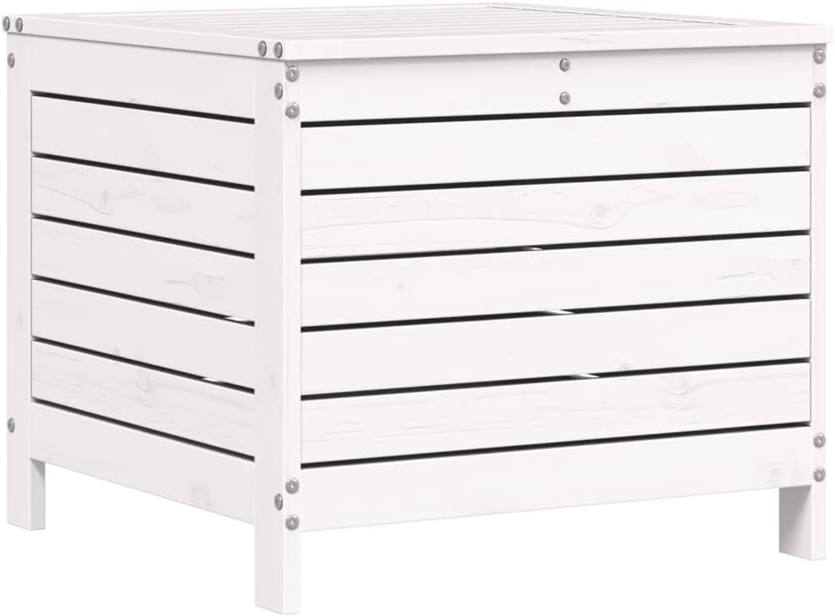 Outdoor kruk - Voetenbank Tuin - Zitplek Creëren - Lattenontwerp - 62 x 53.5 x 63.5 cm - Wit