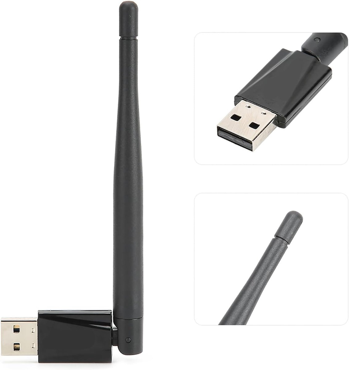 Draadloze Netwerkkaart - WiFi Adapter USB - Internet Verbinding - Verbeterde Stabiliteit - 150 x 18 mm - Zwart