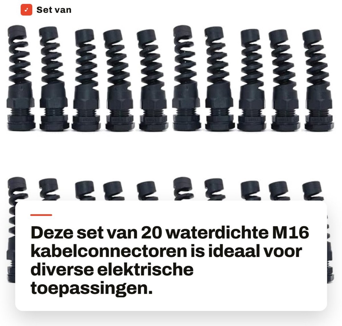Dailygoods - Set van 20 Waterdichte M16 Kabelconnectoren met Trekontlasting