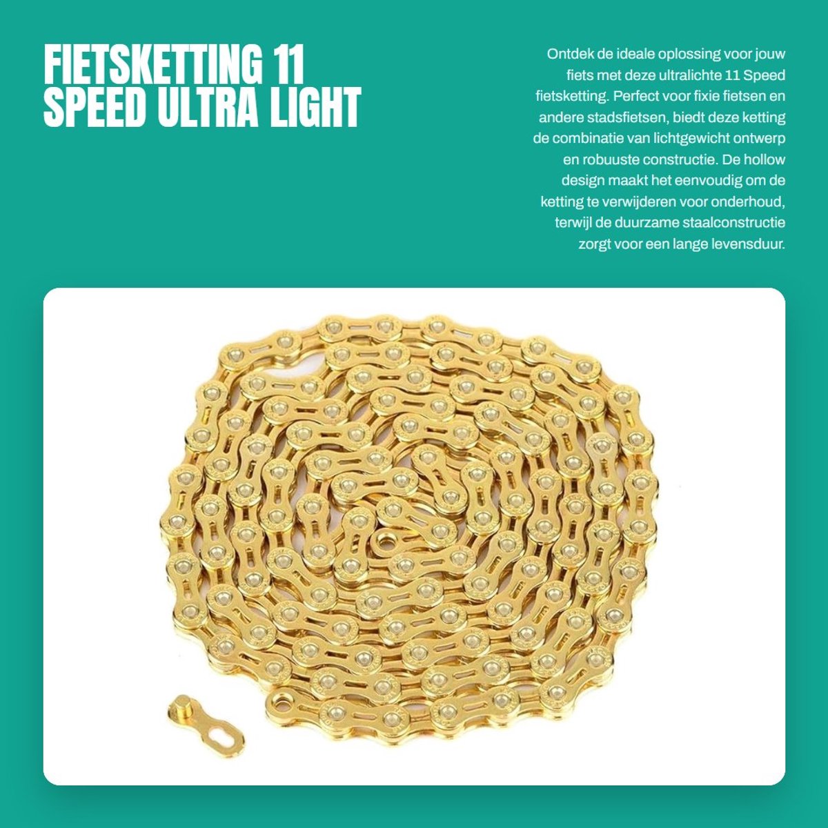 Dailygoods- Fiets Ketting 11 Speed - Lichtgewicht - Roestvrij Staal - 116 Links - Duurzaam - Antiroest Coating - Eenvoudig te Monteren - Fietsketting