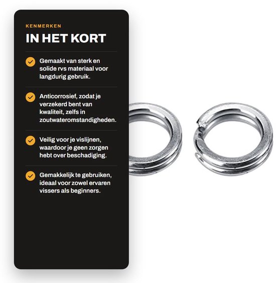 MTTproducts- Splitringen 50 stuks - RVS Connector - Anticorrosief - Sterk - Duurzaam - Lichtgewicht - Visconnector van Mttproducts — afbeelding 2