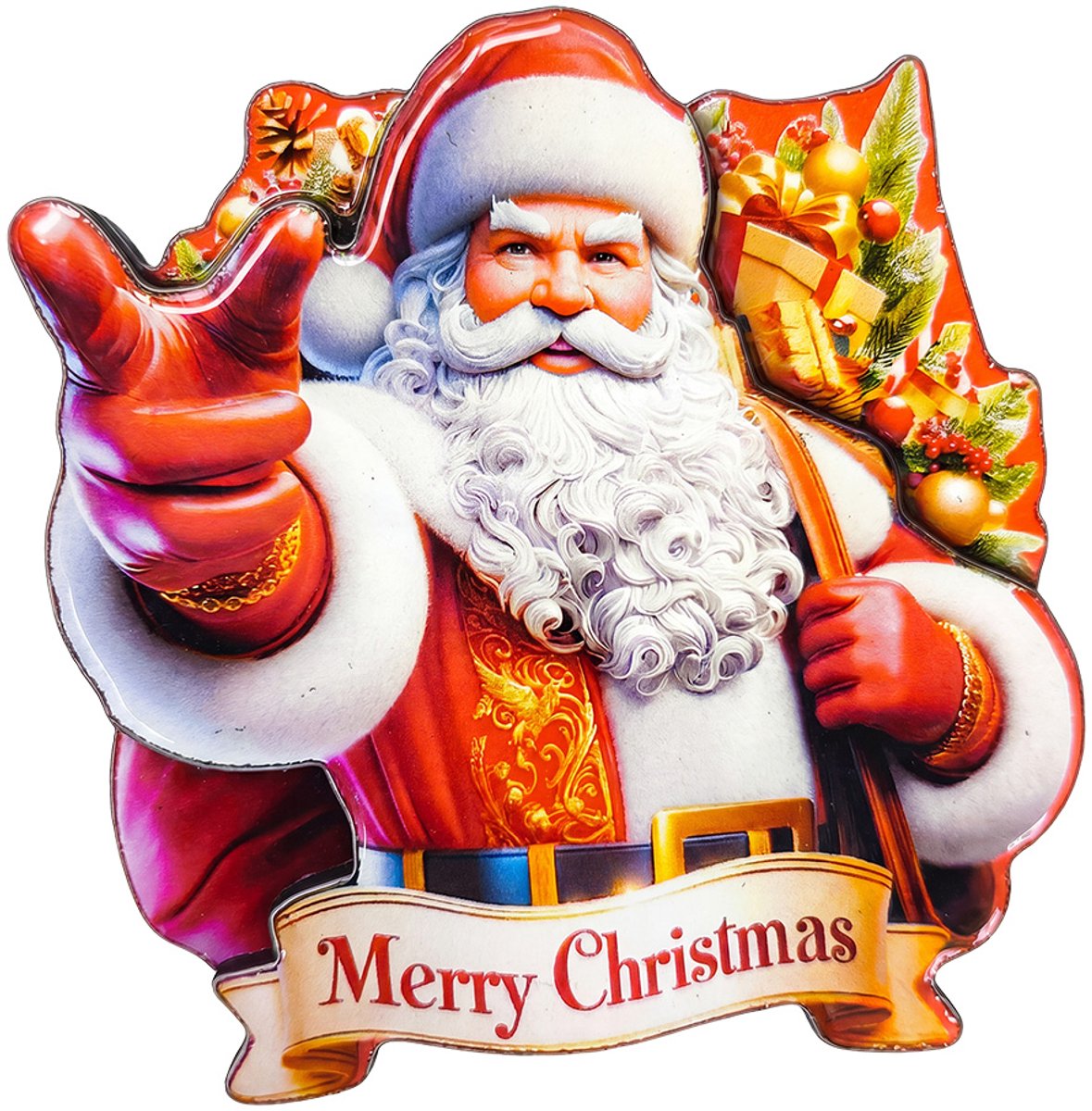 Clayre & Eef Magneet Rood Metaal Kerstman