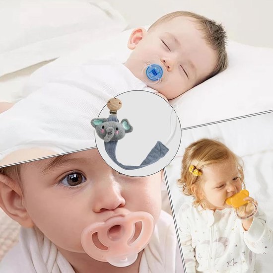 Fopspeenketting - Speenhouder clip - Baby spullen - Veilig en hygiënisch - 27 cm - Olifant van Merkloos — afbeelding 3