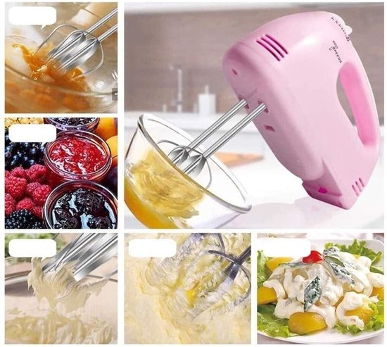 Elektrische Handmixer - Keukenmixer Klopper - Beslag Maken - Zeven Snelheden Turbo - 180W Vermogen - Roze — afbeelding 4