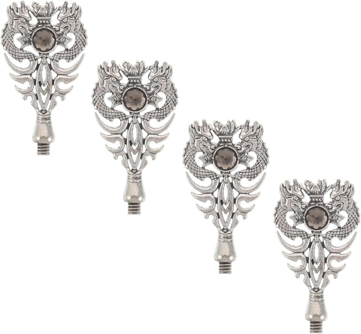 Metalen Wax Handgrepen - Zegelstempel Accessoires - Creatieve DIY Projecten - Draakvormig Ontwerp - 4 Stuks - Zilver