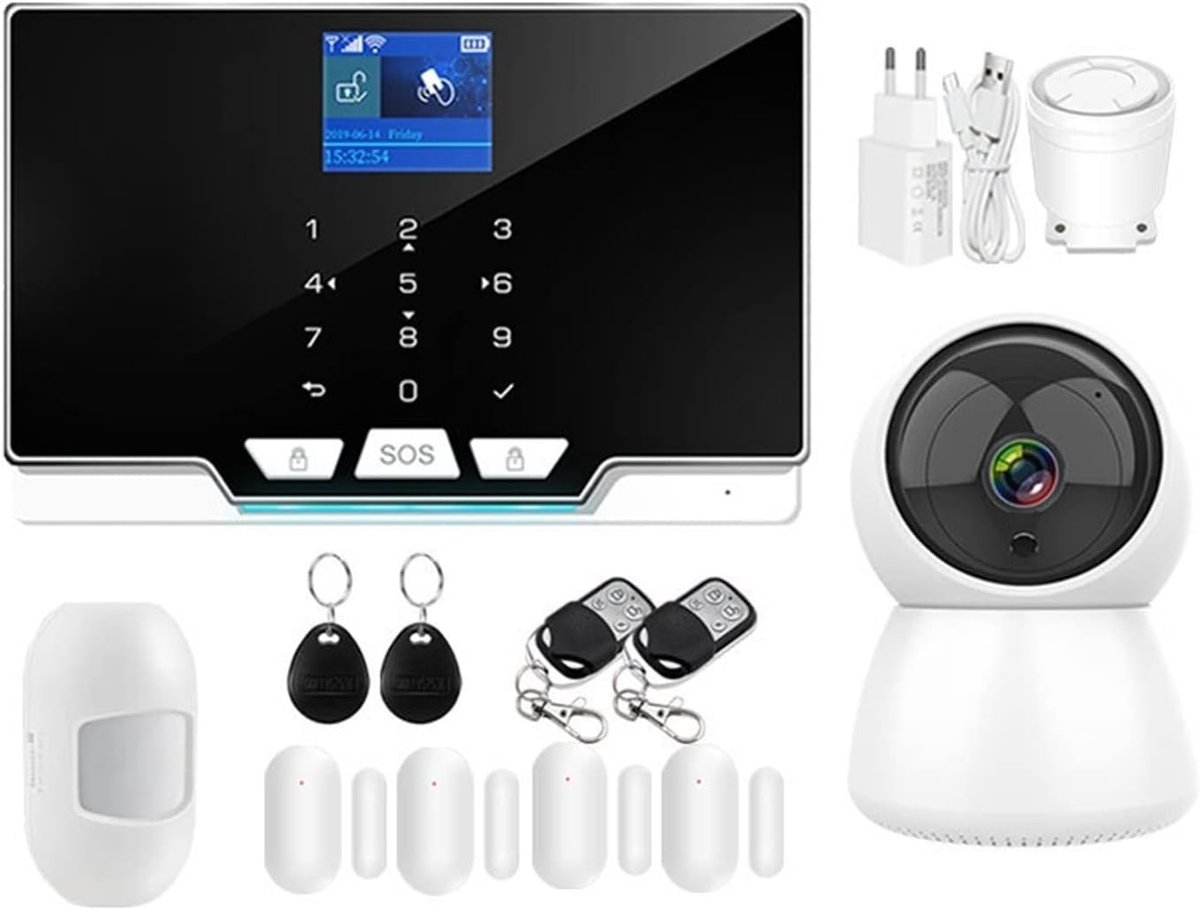 Alarmsysteem Kit - Beveiligingssysteem Huis - Woning Beveiligen - Wifi GSM Connectie - Meerdere Opties - Zwart