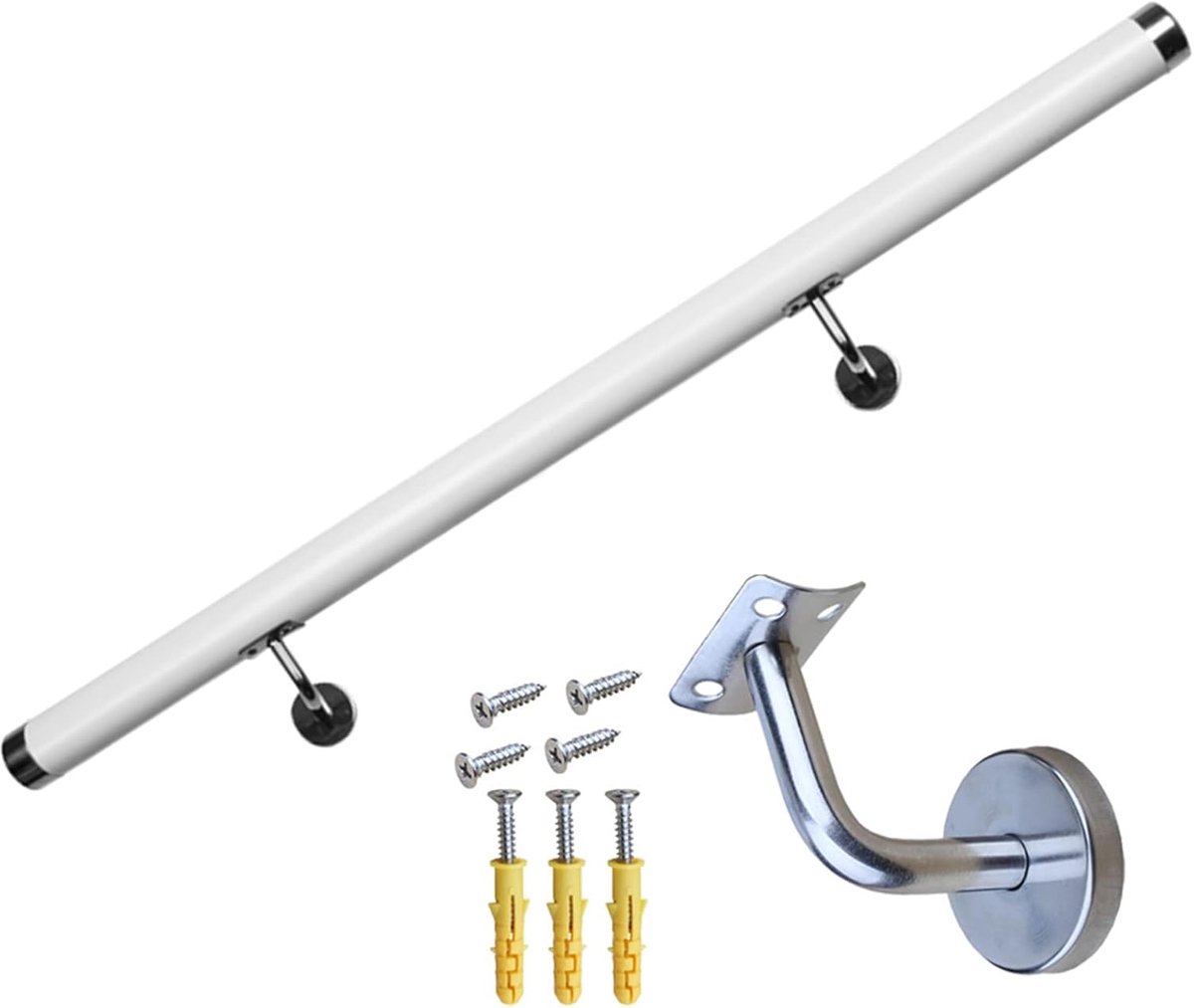 Trapleuning Set - Wandmontage Leuning - Veiligheid Verhoging - Roestvrij Staal Beugels - 0.8 Meter - Zilver