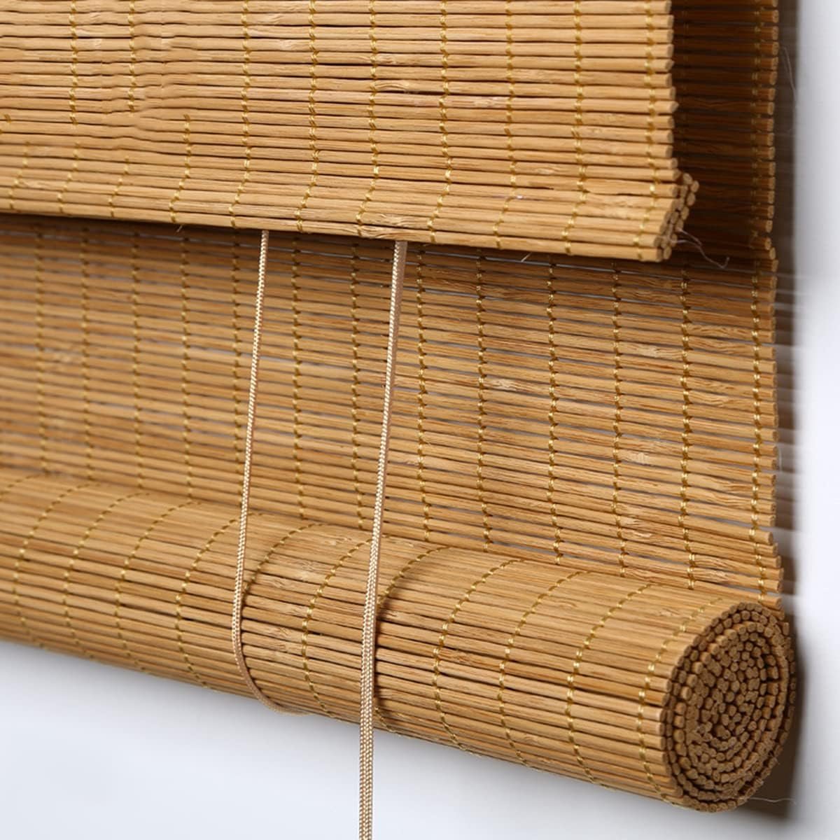Bamboe Rolgordijn - Houten Jaloezie - Inkijk Beschermen - Natuurlijk Materiaal - W81xH135c