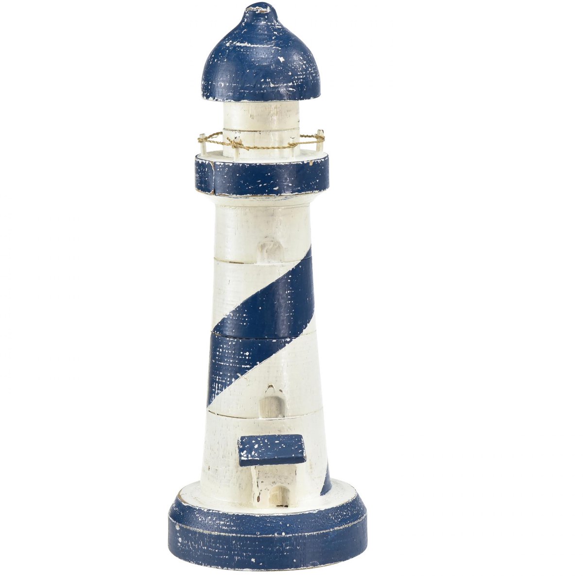 Maritieme tafeldecoratie met vuurtorenmotief, blauw-wit, Ø10,5 cm, h28