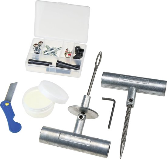 Bandenreparatieset Auto - Pechset Motorfiets - Tubeless Banden Repareren - Professionele Kwaliteit Gereedschap - 20 Stuks Strips - Zwart — afbeelding 2
