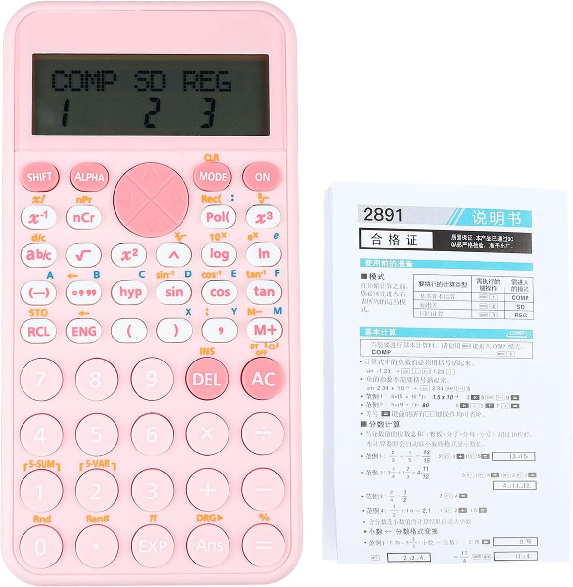 Wetenschappelijke rekenmachine - tafelrekenmachine met lcd-display - roze - ABS - 240 functies - schoolbenodigdheden - wetenschappelijk onderwijs