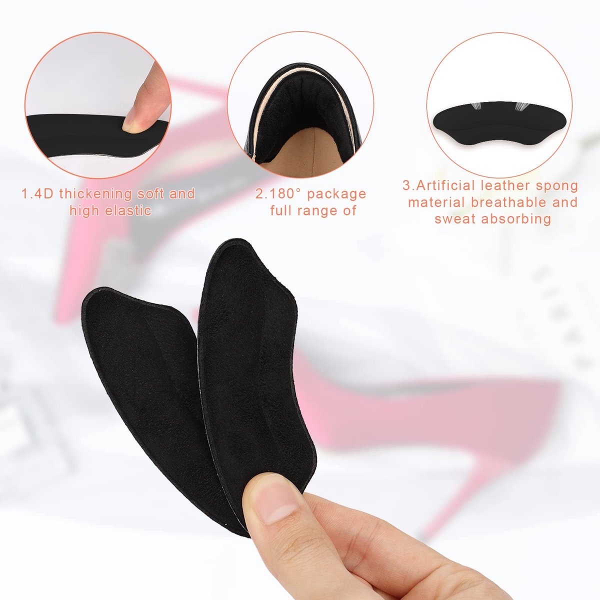 Dailygoods- Hielgrepen Zelfklevend - 6 Paar Hielkussentjes - Hielkussen voor Te Grote Schoenen - Hielzooltjes - Microvezelstof/Spons - Geschikt voor Heren/Dames - Hielkussens