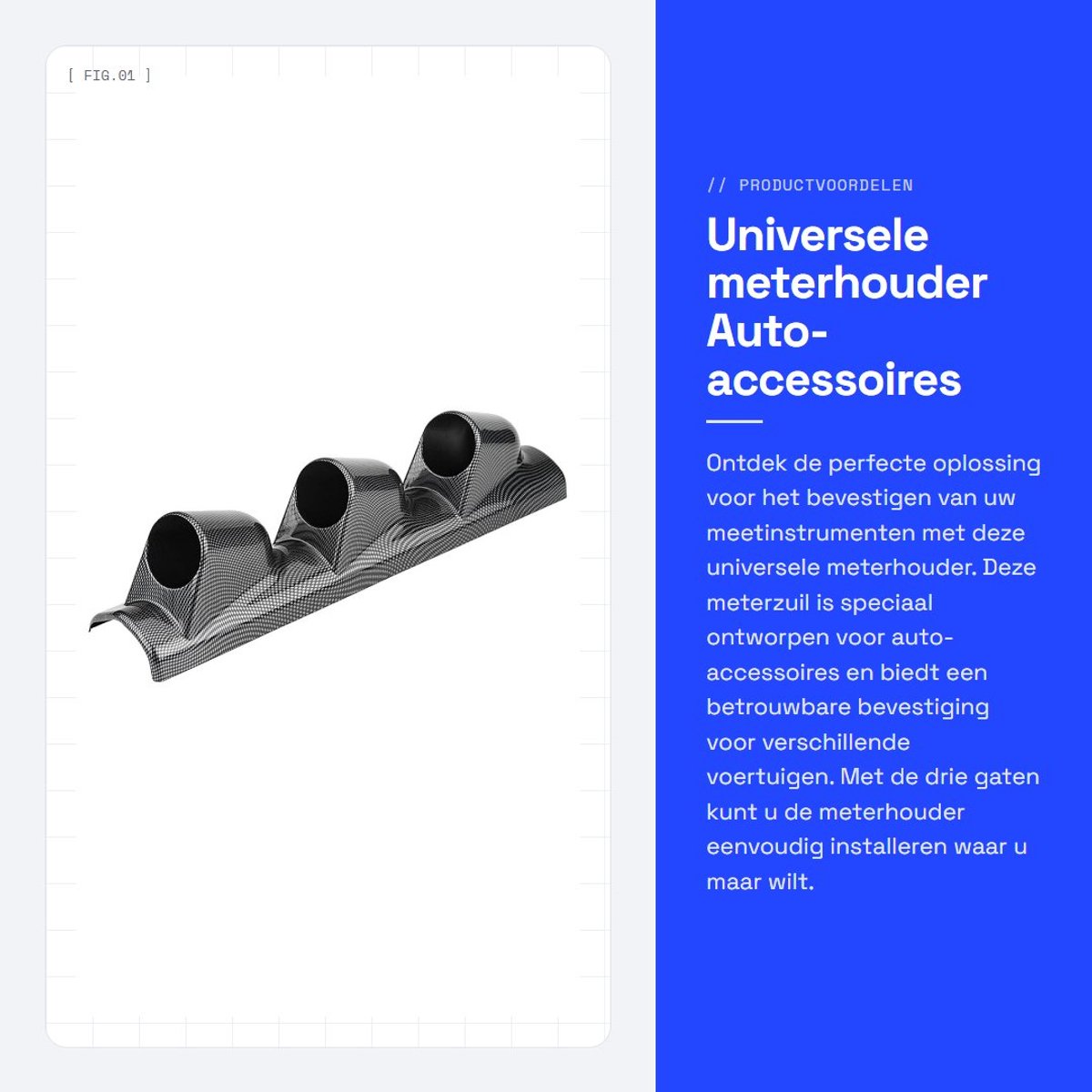 Dailygoods- Meterhouder Universele Meterzuil - Auto-accessoires - Drie Gaten - Duurzaam - Verstelbaar - Lichtgewicht