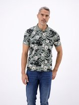 LERROS Poloshirt met bloemenprint van 100% katoen , Maat: L , Kleur: STORM GREY , 100% katoen