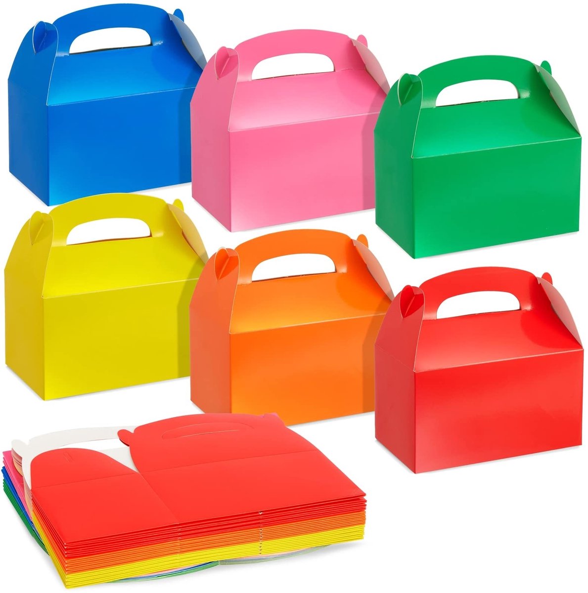 Dailygoods- Geveldozen 24 stuks - Regenbooggeschenkdozen - Feestdozen - Traktaties - Kleine geschenken - 15,2 x 8,9 x 9,1 cm - Geschenkdozen