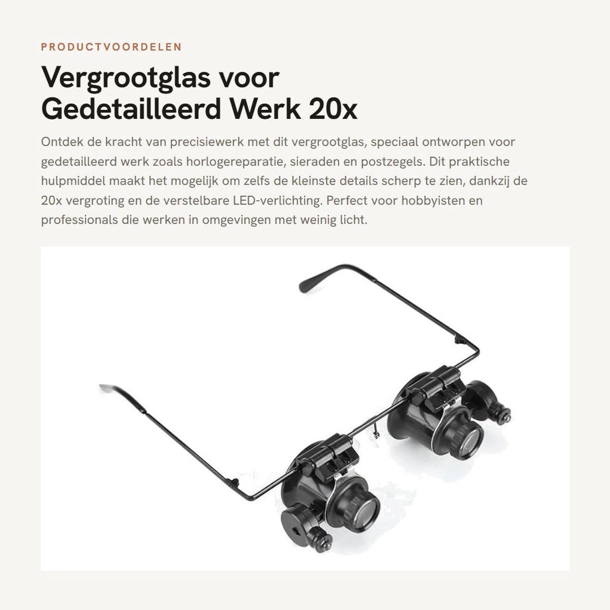 Dailygoods - Vergrootglas voor Gedetailleerd Werk - 20x Vergroting - Verstelbare LED Verlichting - Handig voor Horlogereparatie - Ideaal voor Sieraden...