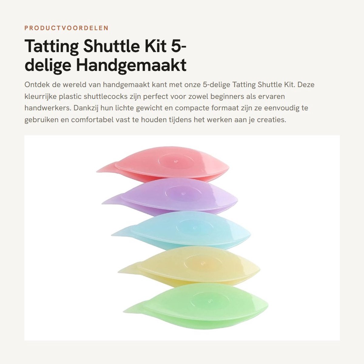 Dailygoods- Tatting Shuttle Set - 5 Stuks - Kleurige Kunststof - Kantklossen Gereedschap - Lichtgewicht - Duurzaam Materiaal - Kantklos
