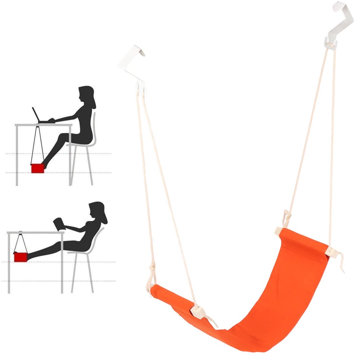 Dailygoods - Voethangmat - Verstelbare voetsteun - Ademend en draagbaar - Oranje - Onder bureau voetsteun - Thuis en kantoor - Ergonomisch design