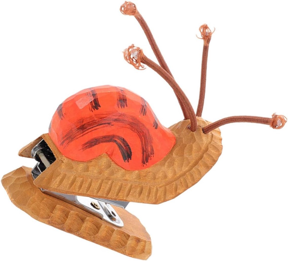 Houten Slak Nietmachine - Dierlijke Nietmachine Decoratief - Kantoorgebruik - Ambachtelijk Vervaardigd - Mini Formaat - Meerkleurig