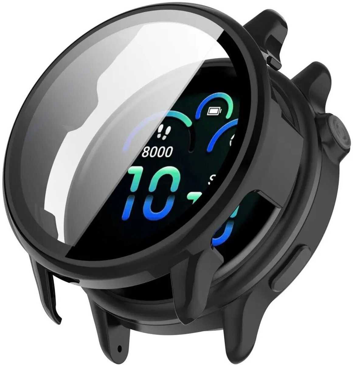 Hoesje met Ingebouwde Tempered Glass Geschikt voor Garmin Vivoactive 6 - Smartwatch Hoes met Screen Protector - Hard Plastic Bumper Case - Zwart