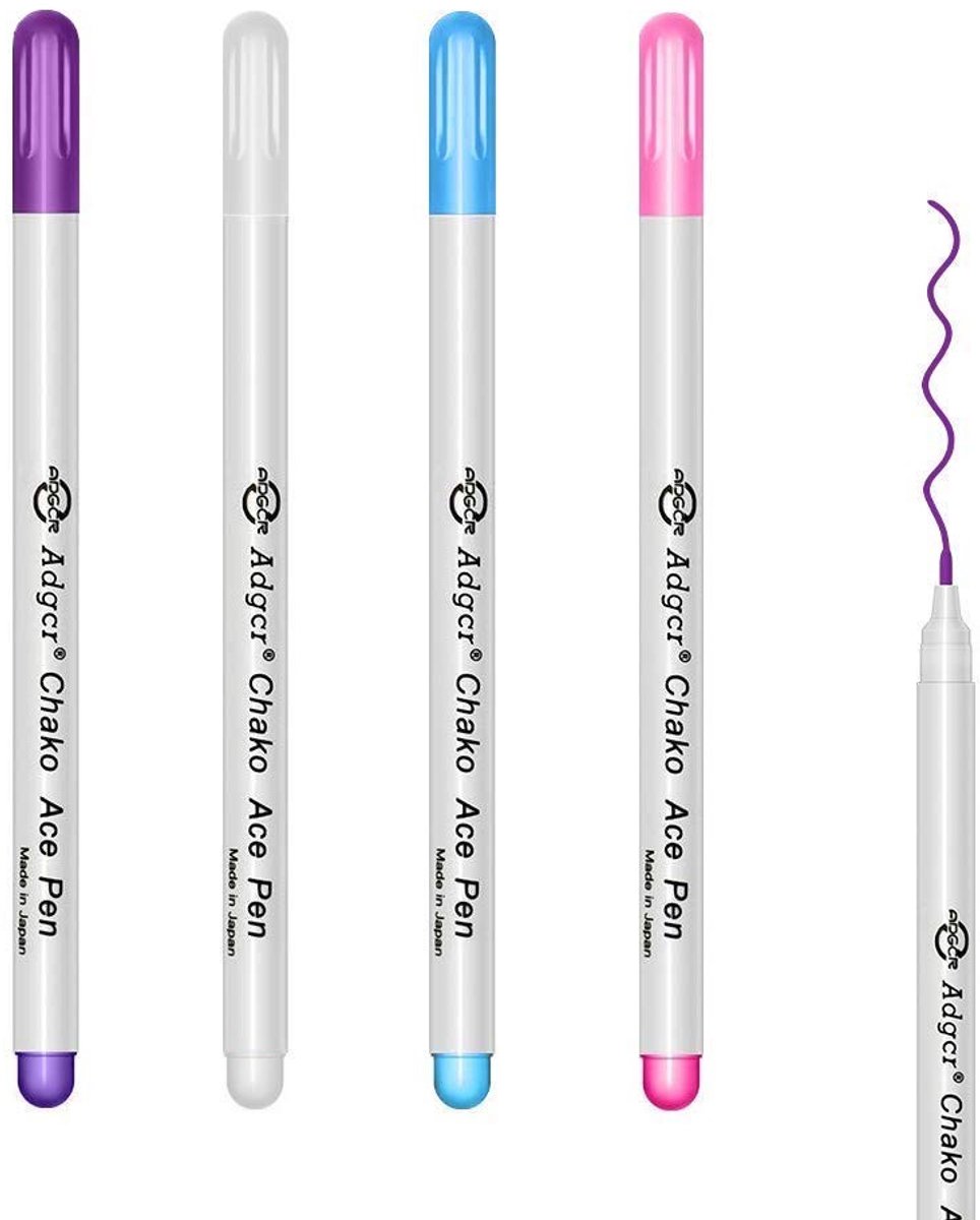 Dailygoods- Markering Pennen 4 Stuks - Wateroplosbare Inkt - Multicolor - Naaien/Quilten - Tracing Tool - 15,5 cm Lengte - Stofmarkeerders