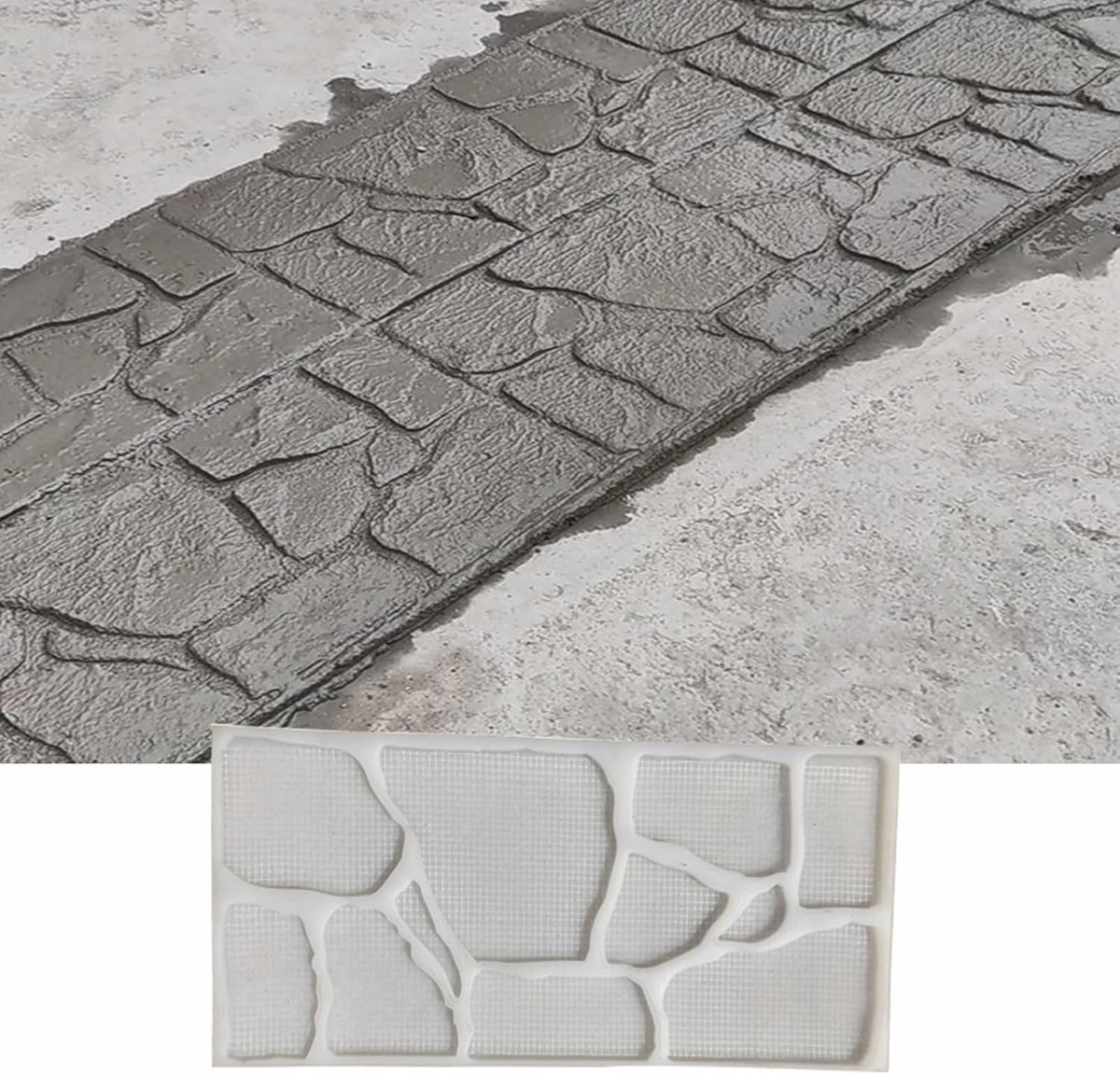 Beton Stempelmal - Decoratieve Vorm - Terrassen Aanleggen - Realistische Steenstructuur - 60x30cm - Grijs