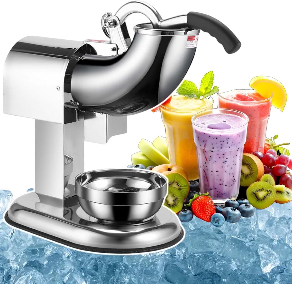 Elektrische ijsmaker - Sneeuw kegel machine - Drankjes en desserts - Krachtige 350W motor - 100 kg per uur - Zilver