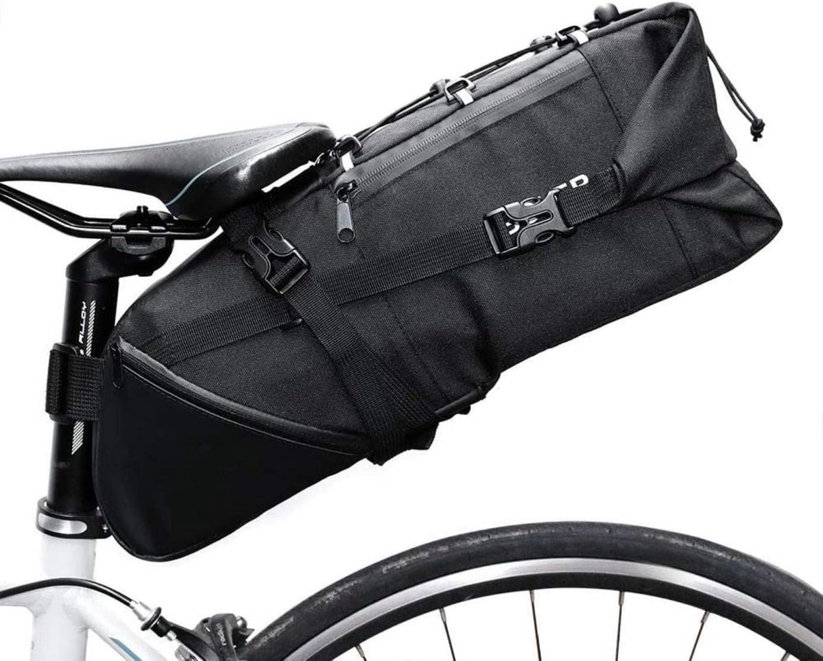 Fietstas Zadel - Banden tas Fiets - Fietsen en Kamperen - Waterafstotend Polyester - 10L - Zwart