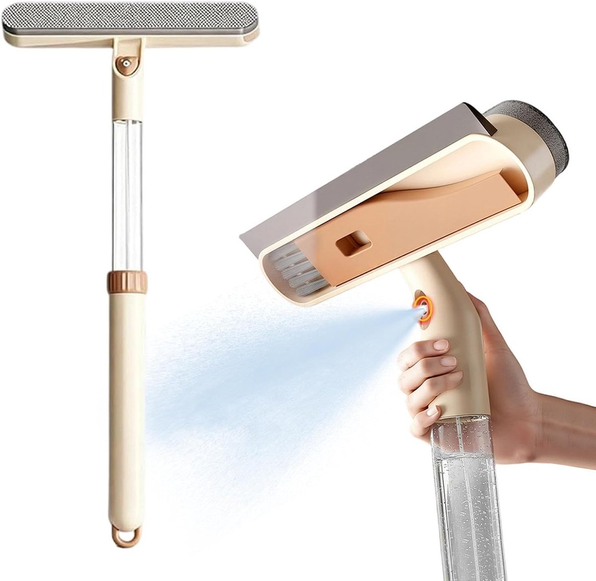 Raamreiniger - Glaswisser Schraper - Streeploos Reinigen - Uittrekbare Handgreep - 53 cm - Kaki